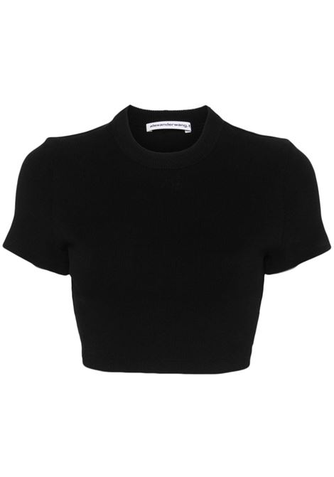 Black logo-embossed cropped top - women ALEXANDER WANG | 4CC2241468001